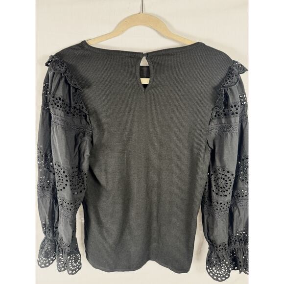 J. Crew Womens Ruffle-Sleeve Top Eyelet Detail Arms Size Medium, Romantic - Picture 5 of 5